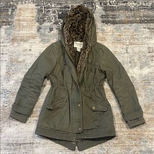 ‼️ Olive Jacket with Faux Fur Trim ‼️